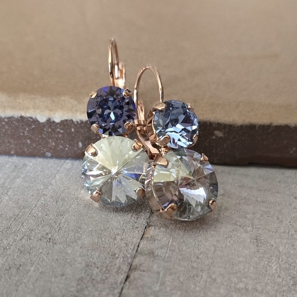 Austrian Crystal Earrings in Rose Gold - Picture 5 of 10